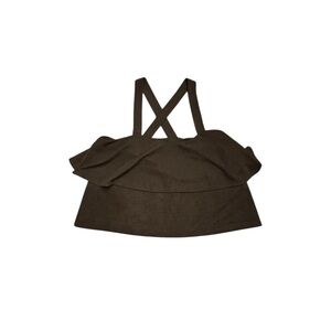 Madewell Black Textured Cross Back Ruffle Top